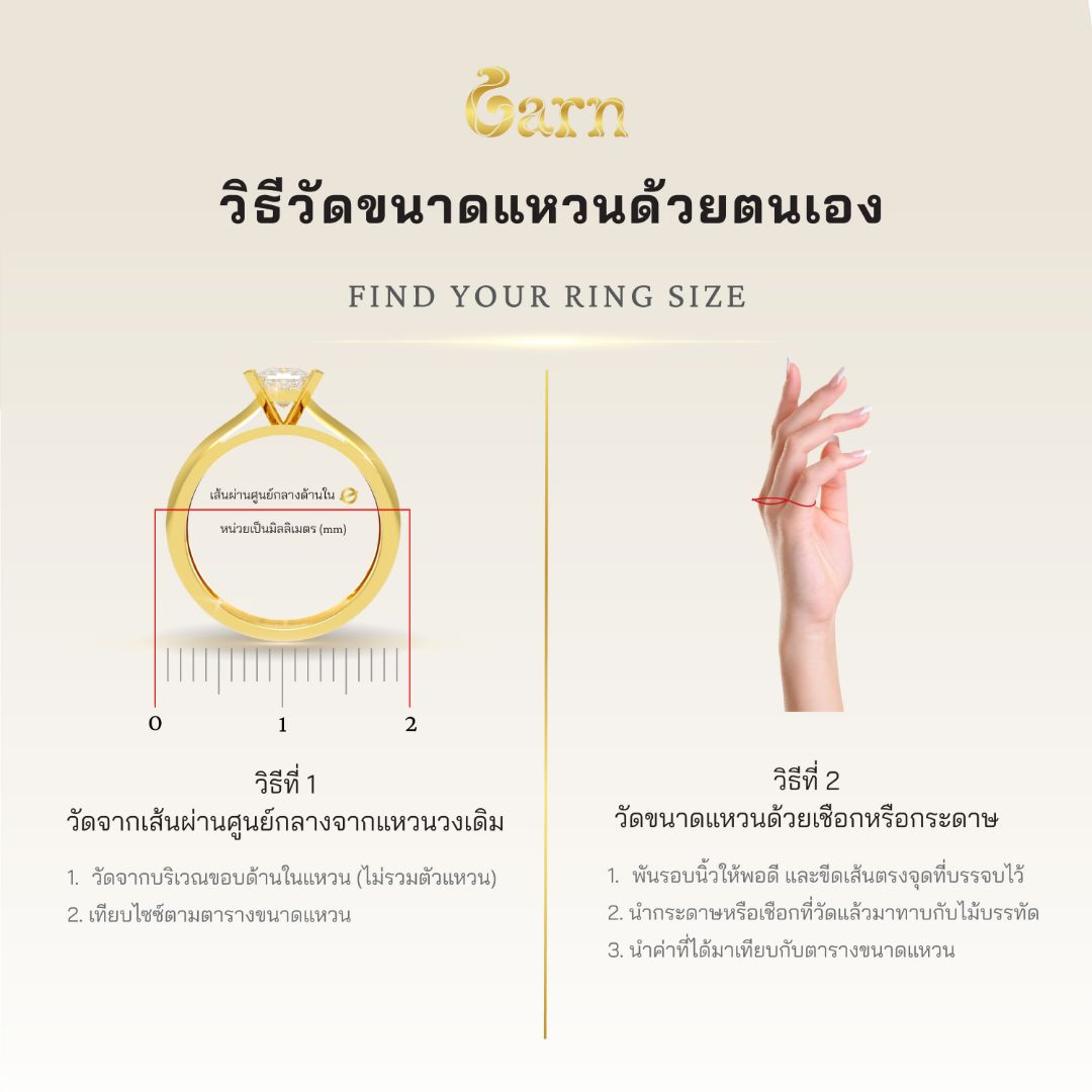 วิธีวัดไซซ์แหวน ซื้อแหวนทองออนไลน์ด้วยตัวเอง